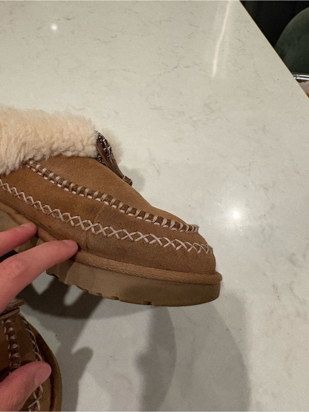 Uggs Shearling-Lined Suede Moccasin Slippers - Chestnut - Picture 9 of 13